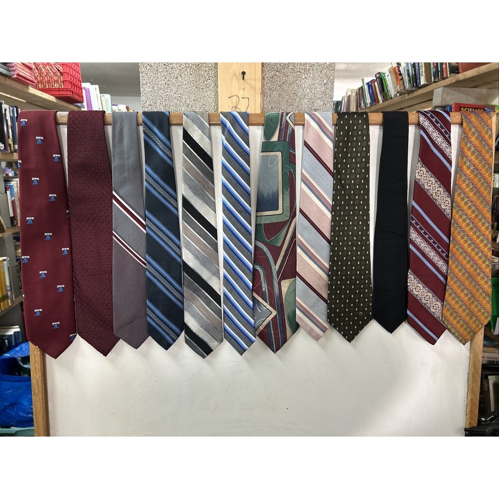 Vintage Necktie Lot 11pc Jordache Van Heusen Striped Geometric Crafting Multi OS